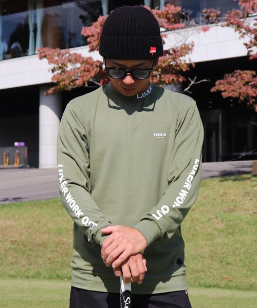 LUXE/R GOLF（ラグジュ ゴルフ）の「(RM)【LUXE/R GOLF】ストレッチ スムース モックネック プルオーバー（Tシャツ/カットソー・メンズ・オフホワイト/オリーブ/ブラック・M/L/XL）」の19枚目の写真