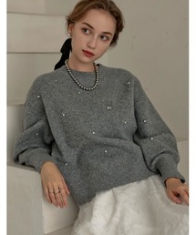 [MEISM by Re:EDIT][2025AW COLLECTION]畦編みビジューニットトップス