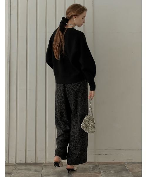 MEISM（ミズム）の「[MEISM by Re:EDIT][2025AW COLLECTION]畦編みビジューニットトップス（ニット/セーター・レディース・ホワイト/ブラック/グレー・MEDIUM/LARGE）」の6枚目の写真