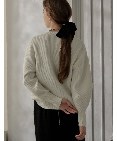 MEISM（ミズム）の「[MEISM by Re:EDIT][2025AW COLLECTION]畦編みビジューニットトップス（ニット/セーター・レディース・ホワイト/ブラック/グレー・MEDIUM/LARGE）」の10枚目の写真