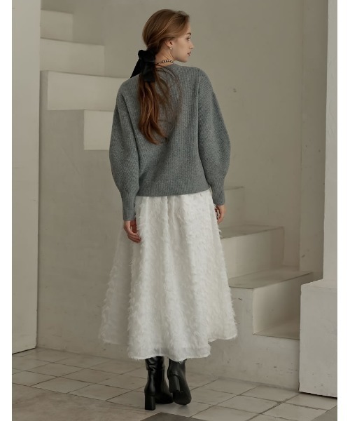 MEISM（ミズム）の「[MEISM by Re:EDIT][2025AW COLLECTION]畦編みビジューニットトップス（ニット/セーター・レディース・ホワイト/ブラック/グレー・MEDIUM/LARGE）」の14枚目の写真