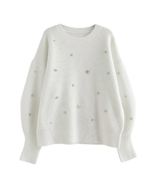 MEISM（ミズム）の「[MEISM by Re:EDIT][2025AW COLLECTION]畦編みビジューニットトップス（ニット/セーター・レディース・ホワイト/ブラック/グレー・MEDIUM/LARGE）」の20枚目の写真