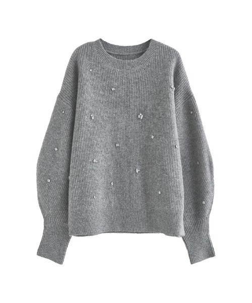 MEISM（ミズム）の「[MEISM by Re:EDIT][2025AW COLLECTION]畦編みビジューニットトップス（ニット/セーター・レディース・ホワイト/ブラック/グレー・MEDIUM/LARGE）」の21枚目の写真