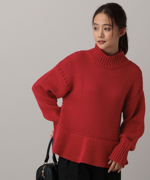 GLOBAL WORK（グローバルワーク）の「MATINEE LINE/ペプラムハイネックプルオーバー/611158（ニット/セーター・レディース・レッド/ブラウン/グレイッシュベージュ・MEDIUM/LARGE）」の7枚目の写真