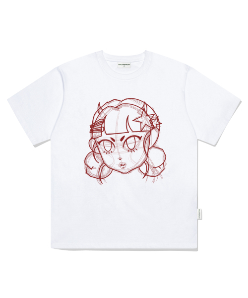 ESCAPEFROM（エスケープフロム）の「ドローイングスターガールプリントオーバーサイズ半袖Tシャツホワイト（Tシャツ/カットソー・レディース・その他・SMALL/MEDIUM/LARGE）」の2枚目の写真