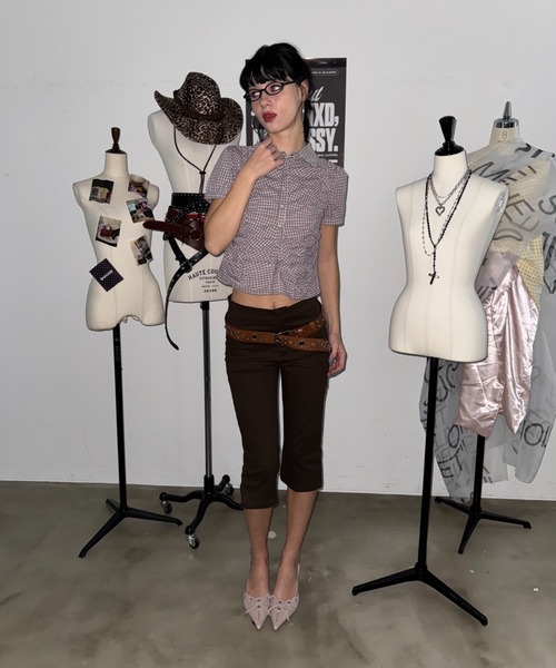 SHAGGIE(シャギー)の「チェック柄シャーリングブラウス(シャツ/ブラウス・レディース・レッド系その他/オレンジ系その他・FREE)」の7枚目の写真