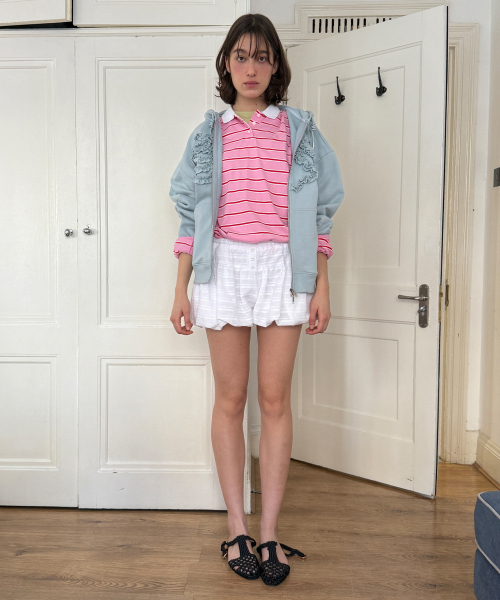 SINOON(シヌーン)の「Stripe PK Shirt (Pink)(ポロシャツ・レディース・ピンク・FREE)」の4枚目の写真