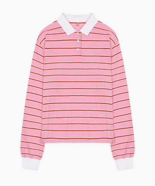 SINOON(シヌーン)の「Stripe PK Shirt (Pink)(ポロシャツ・レディース・ピンク・FREE)」の3枚目の写真