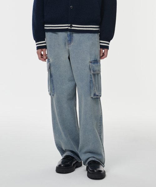 MUSINSA STANDARD（ムシンサスタンダード）の「ワイドカーゴデニムパンツ[スカイブルー]（デニムパンツ・メンズ・その他・40/38/33/27/28/29/42/36/34/32/30/31/26）」の3枚目の写真