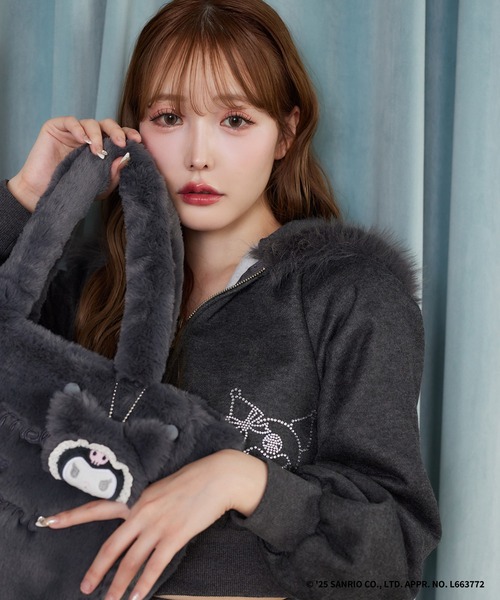 one after another NICE CLAUP（ワンアフターアナザーナイスクラップ）の「【マイメロディ／クロミコラボ】ファー付きパーカー（パーカー・レディース・ピンク/チャコールグレー・FREE）」の15枚目の写真