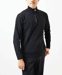 MK MICHEL KLEIN HOMME  | 【洗える/リサイクル糸使用】ハーフジップニット / ミックスヘリンボン(ニット/セーター)