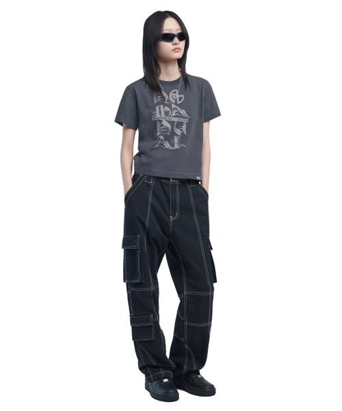 NOMANUAL（NOMANUAL）の「BLACK LETTER T-SHIRT - CHARCOAL（Tシャツ/カットソー・レディース・その他・X-LARGE/LARGE/MEDIUM/SMALL）」の3枚目の写真