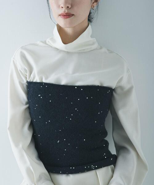 URBAN RESEARCH（アーバンリサーチ）の「TRソフトツイルハイネックシャツ（シャツ/ブラウス・レディース・アイボリー/ブラック・FREE）」の3枚目の写真