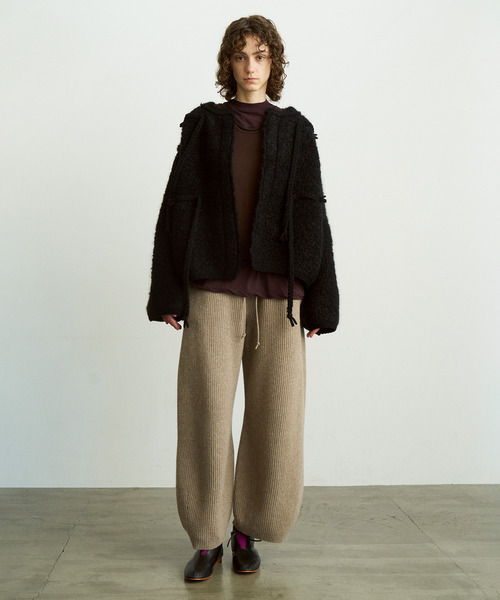 UNFIL(アンフィル)の「UNFIL アンフィル / woolen cotton & ex.fine lambs wool ribbed-knit wide pants セットアップウールコットンリブニットワイドパンツ / WVFL-UW124(その他パンツ・レディース・オフホワイト/モカ・1)」の4枚目の写真