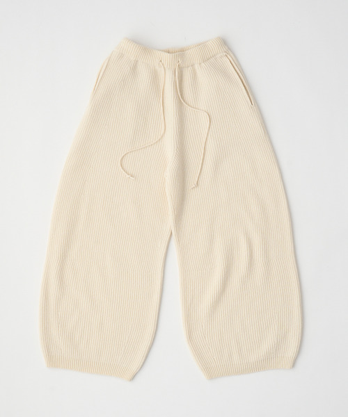 UNFIL(アンフィル)の「UNFIL アンフィル / woolen cotton & ex.fine lambs wool ribbed-knit wide pants セットアップウールコットンリブニットワイドパンツ / WVFL-UW124(その他パンツ・レディース・オフホワイト/モカ・1)」の5枚目の写真