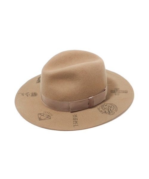 MSML（エムエスエムエル）の「PRINTED WOOL HAT（ハット・メンズ・ブラック/グレイッシュベージュ・M/L）」の2枚目の写真