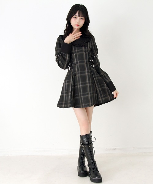 DearMyLove(ディアマイラブ)の「サイドベルトテーラードワンピース(ワンピース・レディース・ブラック/チェック・M-L/L~LL/3L)」の10枚目の写真