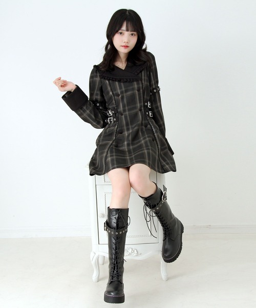 DearMyLove(ディアマイラブ)の「サイドベルトテーラードワンピース(ワンピース・レディース・ブラック/チェック・M-L/L~LL/3L)」の13枚目の写真