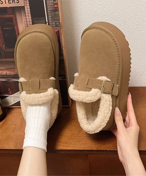 おしゃれスタ(オシャレスタ)の「ボア厚底ムートン風シューズ(その他シューズ・レディース・ブラウン/ベージュ・35/36/37/38/39/40)」の7枚目の写真