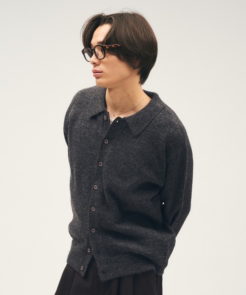 Adoon plain（アドーンプレーン）の「Silver Plate Knit Poro Shirt / シルバープレートニットポロシャツ（ニット/セーター・メンズ・ブルー/チャコールグレー/ボルドー/ブラウン・LARGE/MEDIUM）」の2枚目の写真
