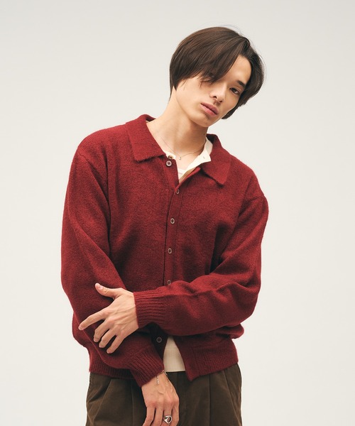 Adoon plain（アドーンプレーン）の「Silver Plate Knit Poro Shirt / シルバープレートニットポロシャツ（ニット/セーター・メンズ・ブルー/チャコールグレー/ボルドー/ブラウン・LARGE/MEDIUM）」の9枚目の写真