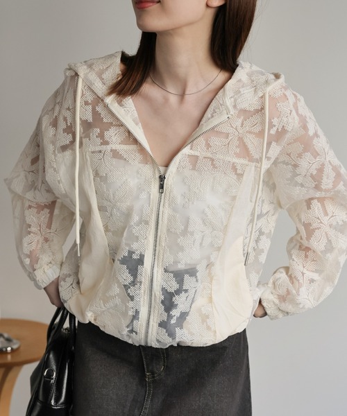 sakishimatokyo（サキシマトーキョー）の「レースジップブルゾン（ブルゾン・レディース・アイボリー/ブラック・FREE）」の3枚目の写真