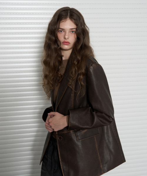 LEATHERY（レザリー）の「ウォッシュドレザーブレザー [WASHED BROWN]（テーラードジャケット・レディース・その他・FREE）」の6枚目の写真