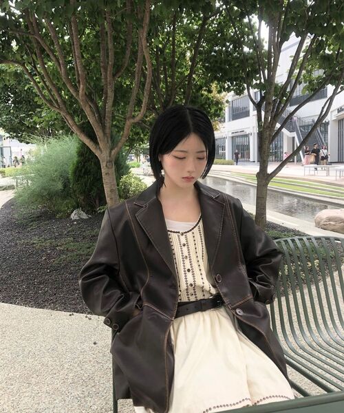 LEATHERY（レザリー）の「ウォッシュドレザーブレザー [WASHED BROWN]（テーラードジャケット・レディース・その他・FREE）」の4枚目の写真