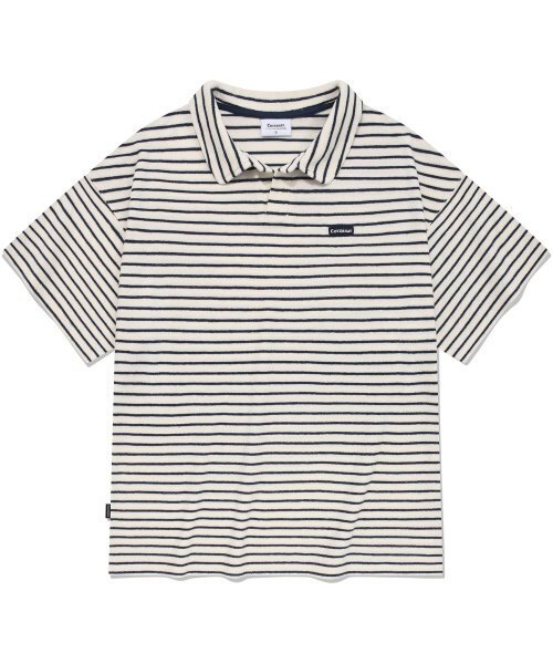 Trelis Trove Open Collar CAR T‑shirt Navy Bee — футболка с открытым воротником, navy/bee