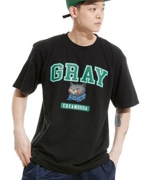グレー ロゴ 半袖Tシャツ ブラック グリーン