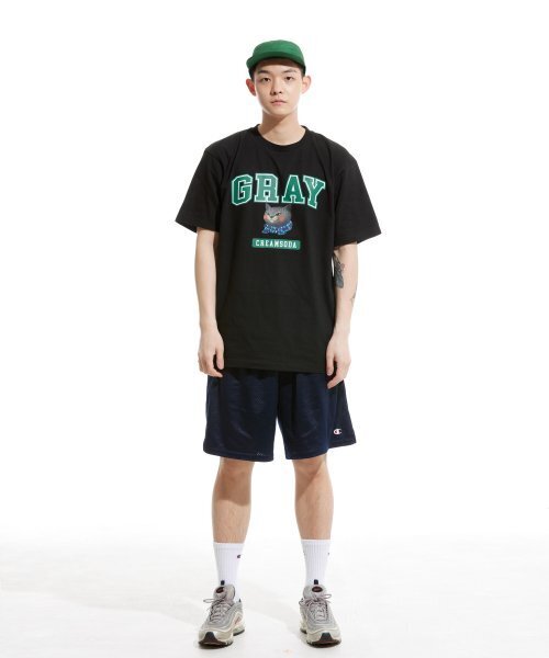 CREAM SODA LAB(クリームソーダラボ)の「グレー ロゴ 半袖Tシャツ ブラック グリーン(Tシャツ/カットソー・メンズ・その他・LARGE/MEDIUM/X-LARGE/XX-LARGE)」の2枚目の写真