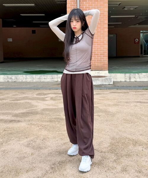 bounDary(バウンダリー)の「ワンタッチストリングロングスウェットパンツ【ブラウン】(スウェットパンツ・レディース・その他・MEDIUM/LARGE/X-LARGE)」の7枚目の写真