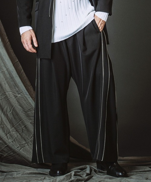 NO ID.】Side Zip Easy Wide Trousers / サイド ジップ イージー