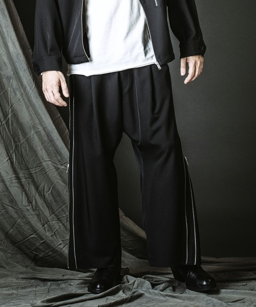 NO ID.】Side Zip Easy Wide Trousers / サイド ジップ イージー