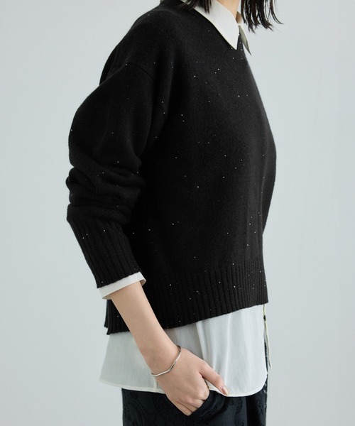 ROPE'（ロペ）の「スーパーファインメリノウールスパンコールニット（ニット/セーター・レディース・ブラック/ブラウン/ピンク・FREE）」の2枚目の写真