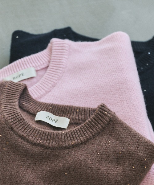 ROPE'（ロペ）の「スーパーファインメリノウールスパンコールニット（ニット/セーター・レディース・ブラック/ブラウン/ピンク・FREE）」の7枚目の写真