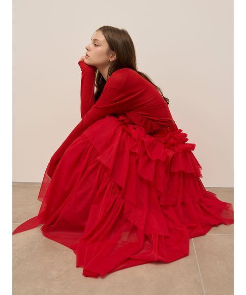 SNIDEL（スナイデル）の「ドレープニットトップス（ニット/セーター・レディース・ライトピンク/アイボリー/レッド/チャコールグレー・F）」の6枚目の写真