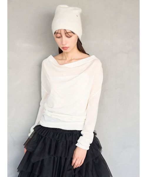 SNIDEL（スナイデル）の「ドレープニットトップス（ニット/セーター・レディース・ライトピンク/アイボリー/レッド/チャコールグレー・F）」の7枚目の写真