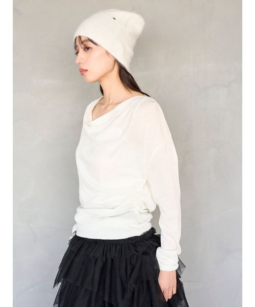 SNIDEL（スナイデル）の「ドレープニットトップス（ニット/セーター・レディース・ライトピンク/アイボリー/レッド/チャコールグレー・F）」の9枚目の写真