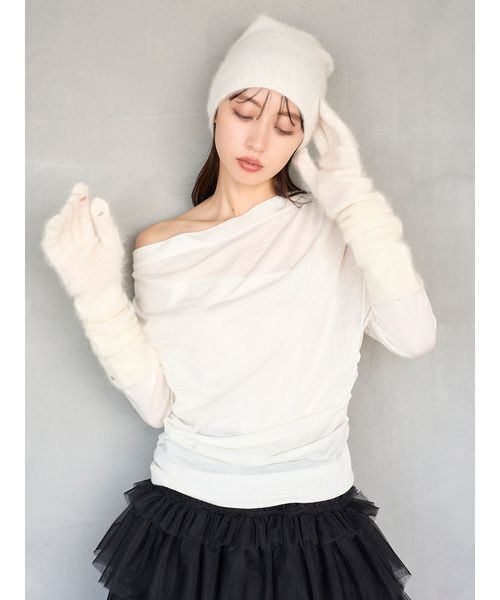 SNIDEL（スナイデル）の「ドレープニットトップス（ニット/セーター・レディース・ライトピンク/アイボリー/レッド/チャコールグレー・F）」の16枚目の写真