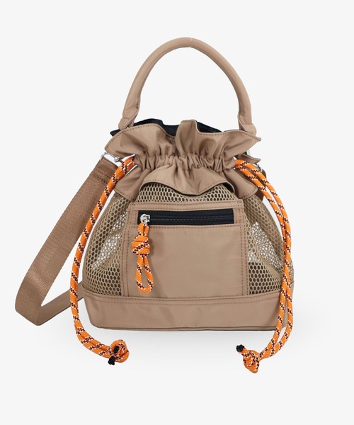 COLDE （コルデ）の「メッシュフリル巾着2wayバッグ（ショルダーバッグ・レディース・ベージュ/アイボリー/ブラック・FREE）」の3枚目の写真