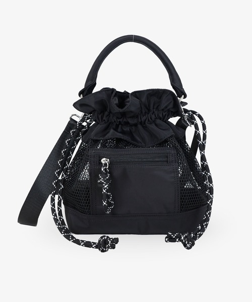 COLDE （コルデ）の「メッシュフリル巾着2wayバッグ（ショルダーバッグ・レディース・ベージュ/アイボリー/ブラック・FREE）」の2枚目の写真