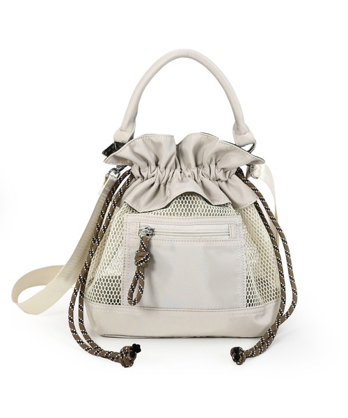 COLDE （コルデ）の「メッシュフリル巾着2wayバッグ（ショルダーバッグ・レディース・ベージュ/アイボリー/ブラック・FREE）」の14枚目の写真