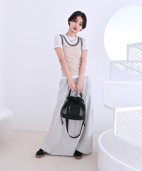 COLDE （コルデ）の「メッシュフリル巾着2wayバッグ（ショルダーバッグ・レディース・ベージュ/アイボリー/ブラック・FREE）」の10枚目の写真