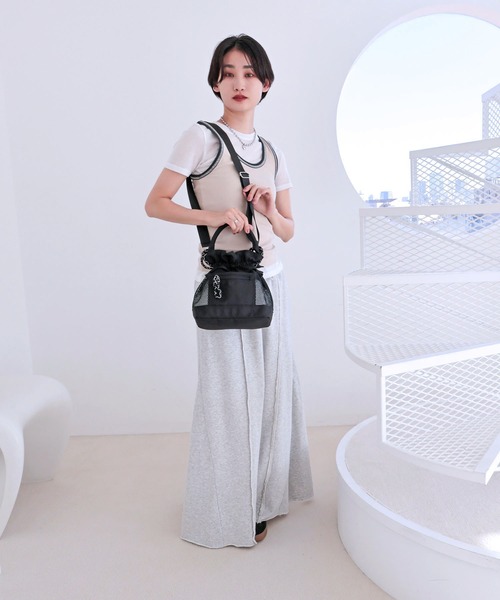 COLDE （コルデ）の「メッシュフリル巾着2wayバッグ（ショルダーバッグ・レディース・ベージュ/アイボリー/ブラック・FREE）」の9枚目の写真