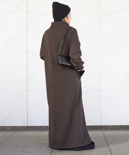 EVERYDAY I LIKE.（エヴリディアイライク）の「*ウォームジップドレス（ワンピース・レディース・ブラウン/ブラック・36/38）」の5枚目の写真