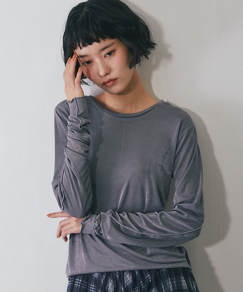 ANOTHER S(アナザーエス)の「前後2wayシアープルオーバー(Tシャツ/カットソー・レディース・オフホワイト/グレー/ブラック/ブラウン・FREE)」の3枚目の写真