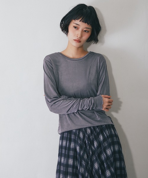 ANOTHER S(アナザーエス)の「前後2wayシアープルオーバー(Tシャツ/カットソー・レディース・オフホワイト/グレー/ブラック/ブラウン・FREE)」の8枚目の写真