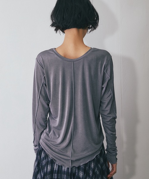 ANOTHER S(アナザーエス)の「前後2wayシアープルオーバー(Tシャツ/カットソー・レディース・オフホワイト/グレー/ブラック/ブラウン・FREE)」の9枚目の写真