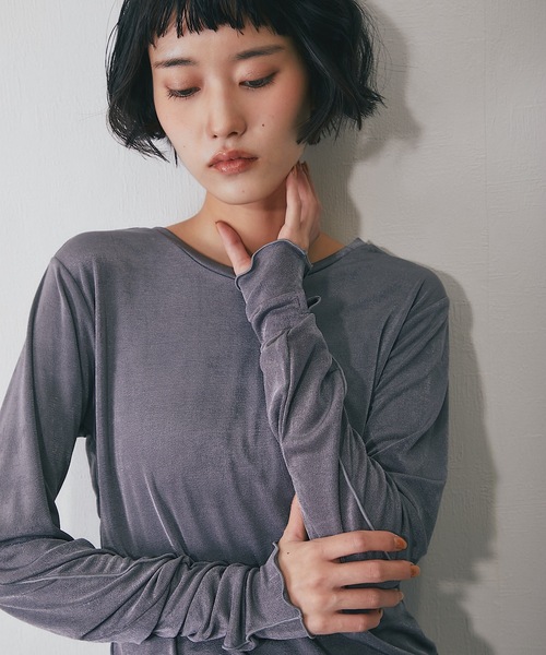 ANOTHER S(アナザーエス)の「前後2wayシアープルオーバー(Tシャツ/カットソー・レディース・オフホワイト/グレー/ブラック/ブラウン・FREE)」の15枚目の写真